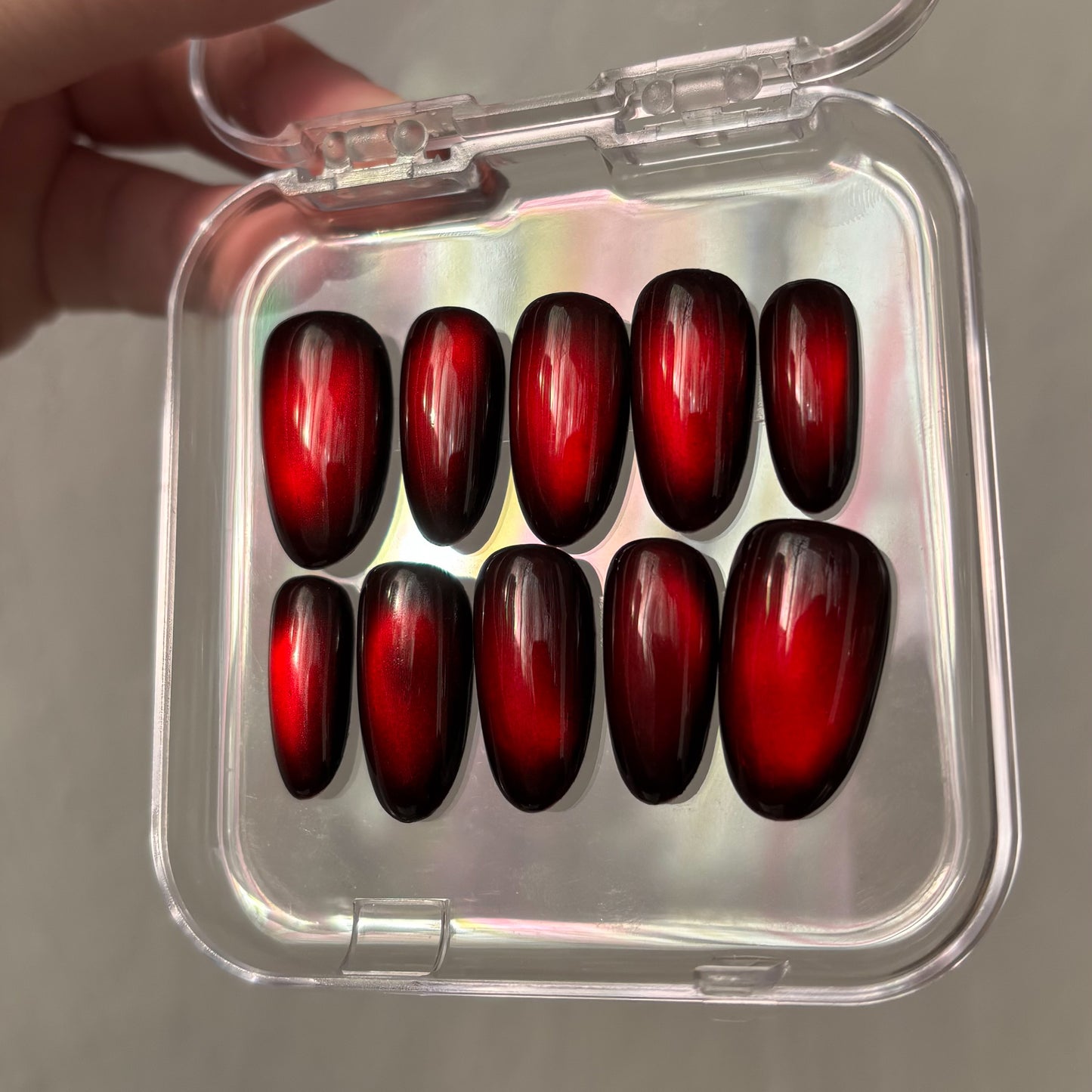 Glass red cat-eye